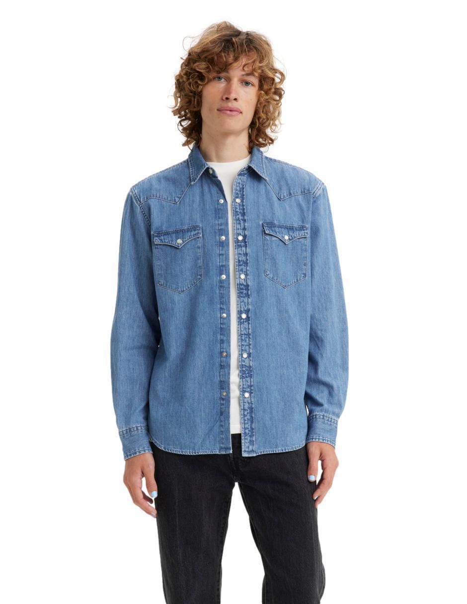 Camisa casual de algodón manga larga para hombre
