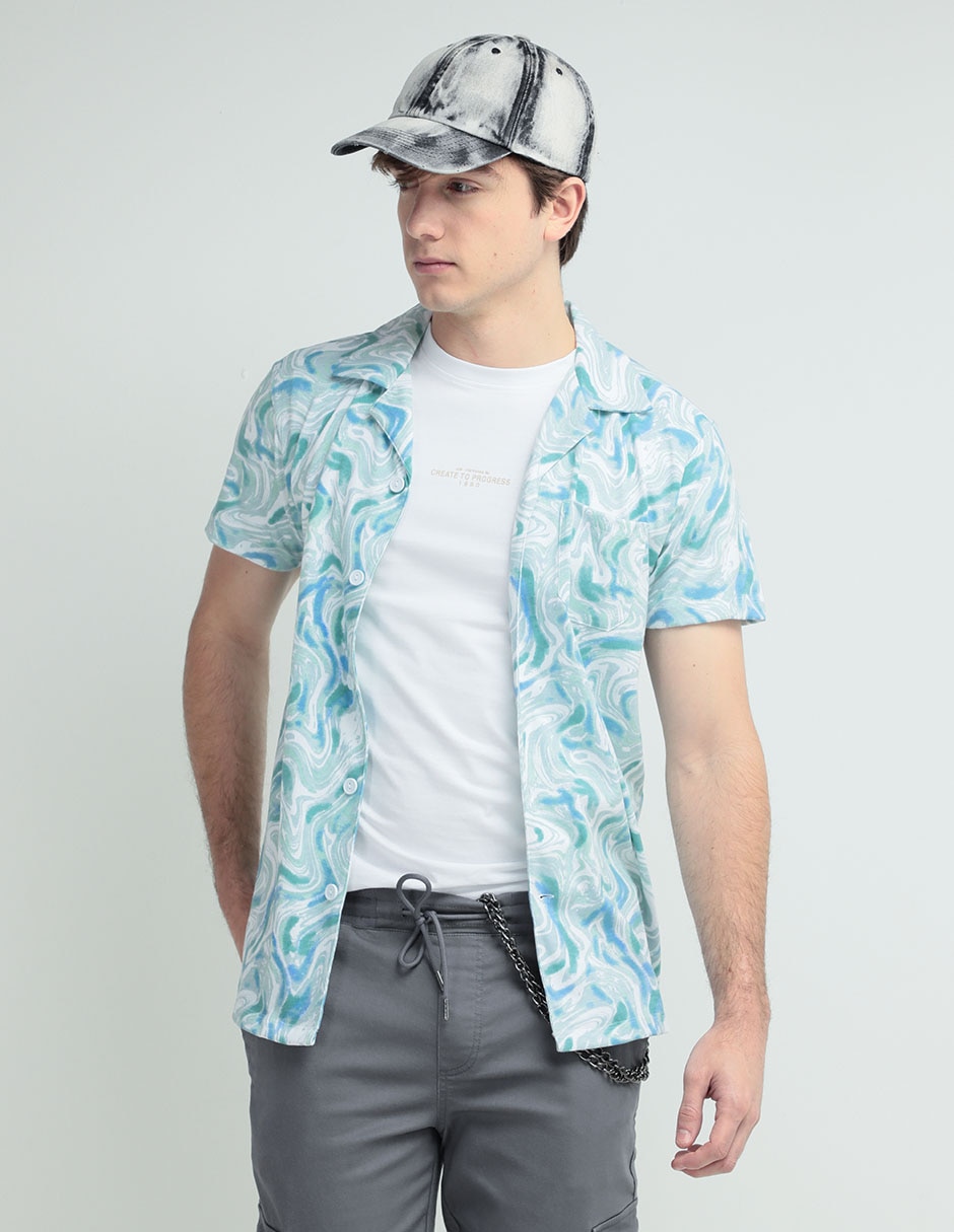 Camisa casual de algodón manga corta para hombre