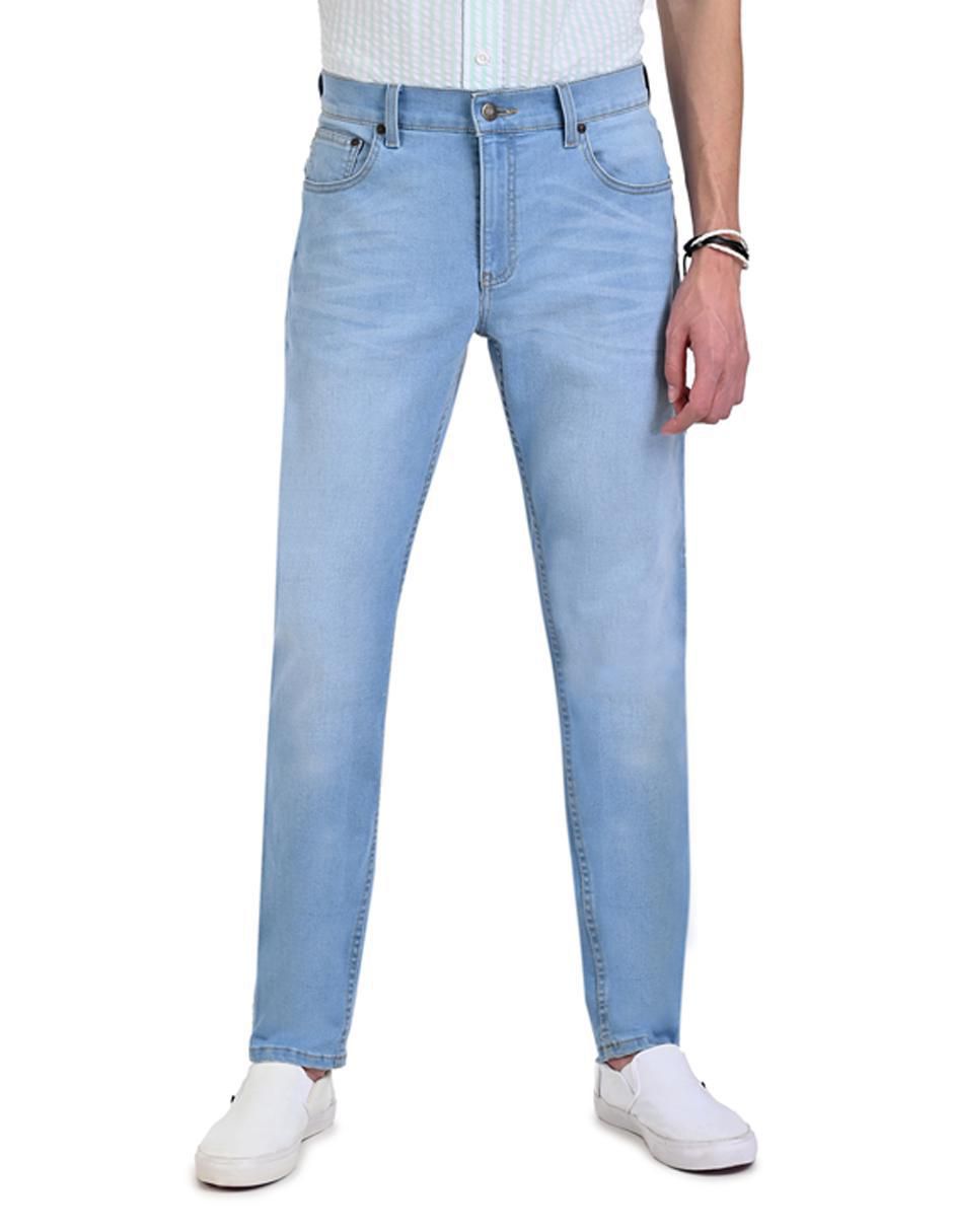 Jeans slim lavado whisker para hombre 1