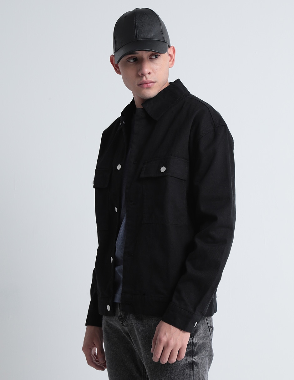 Chamarra casual de algodón con bolsillos para hombre 1
