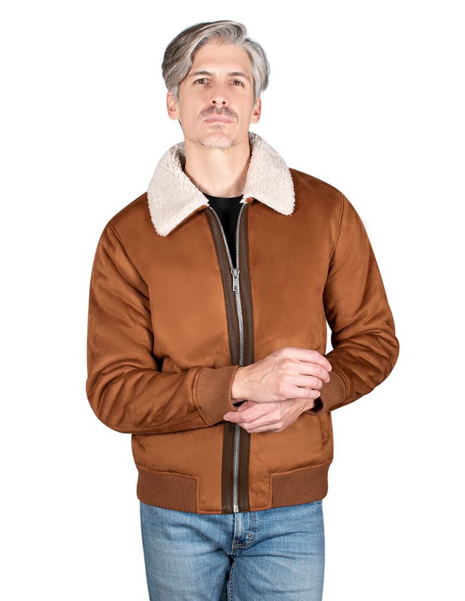 Chamarra impermeable cuello a contraste para hombre Chamarra impermeable cuello a contraste para hombre