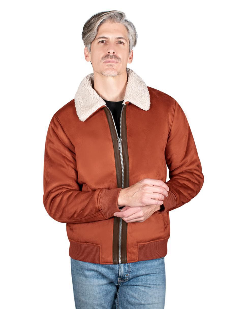 Chamarra impermeable cuello a contraste para hombre Chamarra impermeable cuello a contraste para hombre