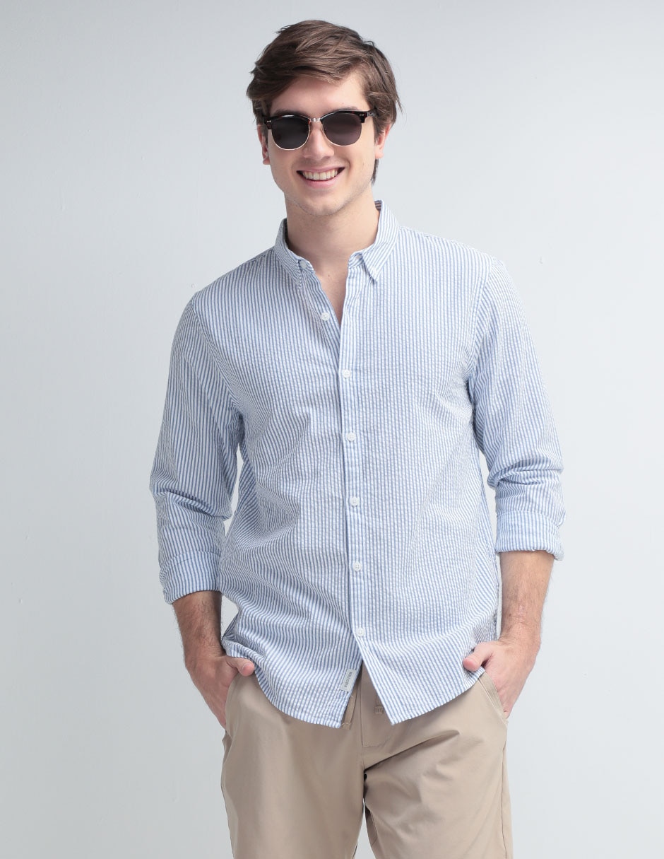 Camisa casual de algodón manga larga para hombre 1
