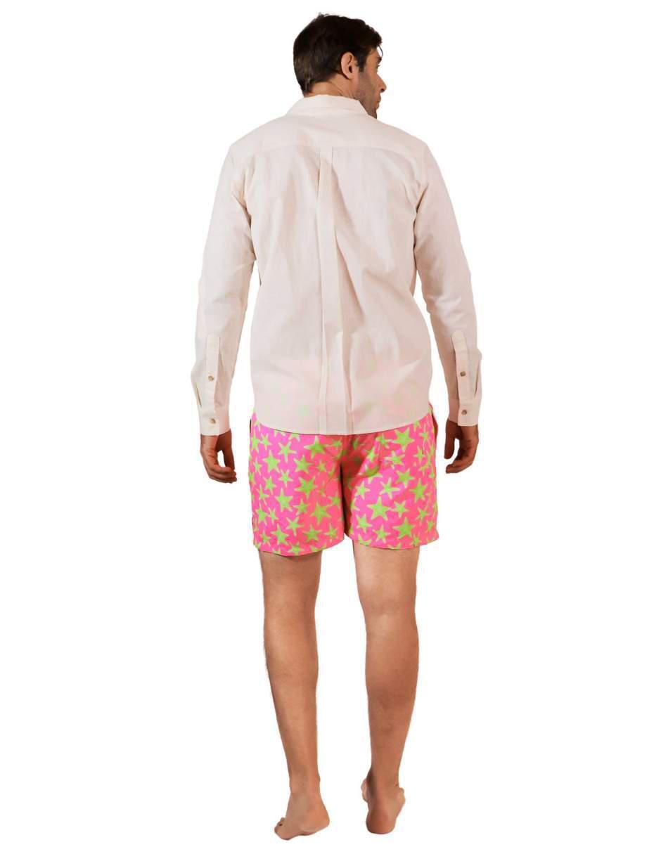 Camisa playa de lino manga larga para hombre 4