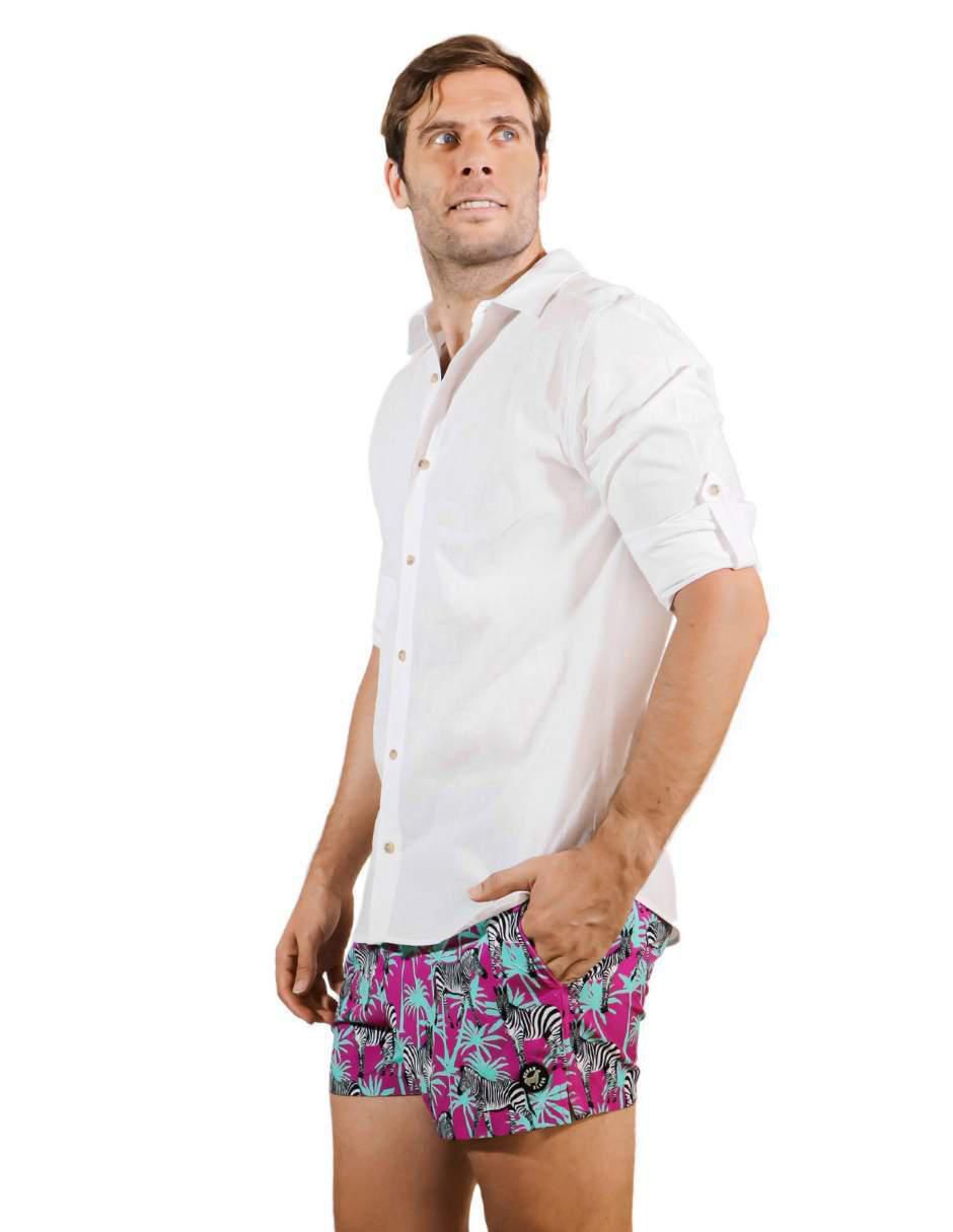 Camisa playa de lino manga larga para hombre 2