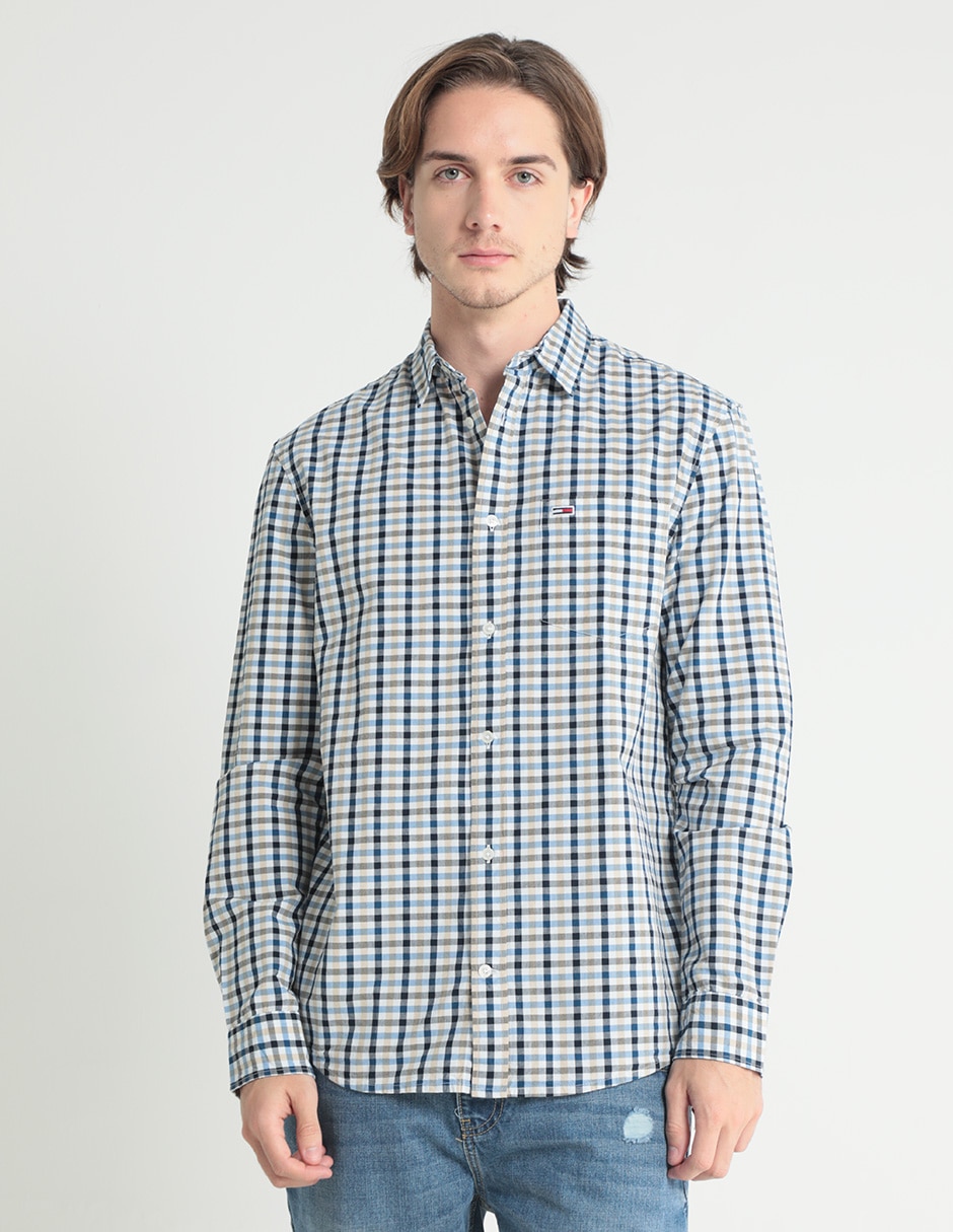 Camisa casual de algodón manga larga para hombre 1