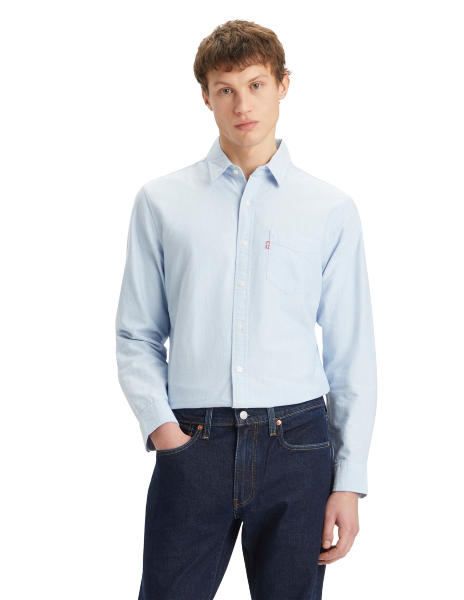Camisa casual de algodón manga larga para hombre