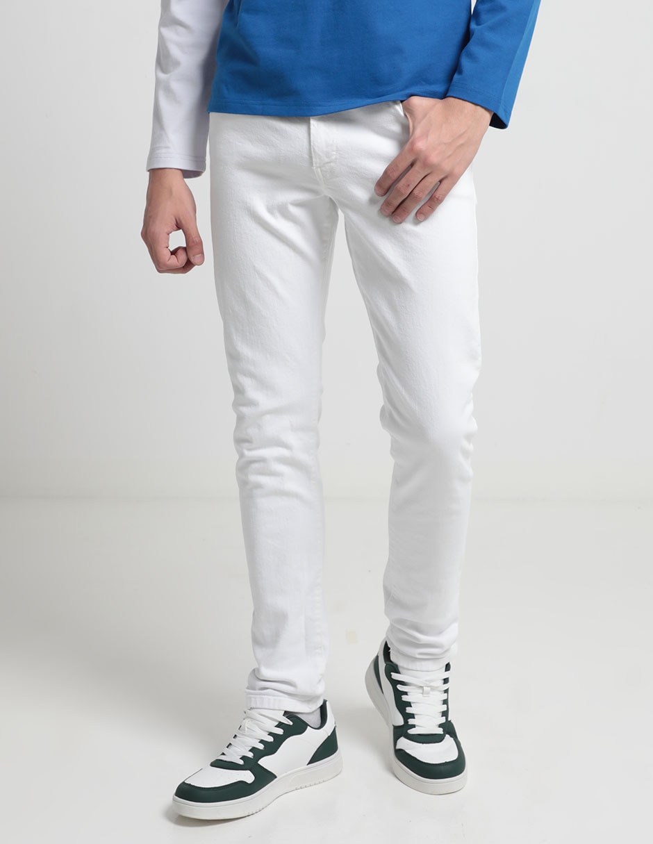 Jeans skinny lavado claro para hombre 1
