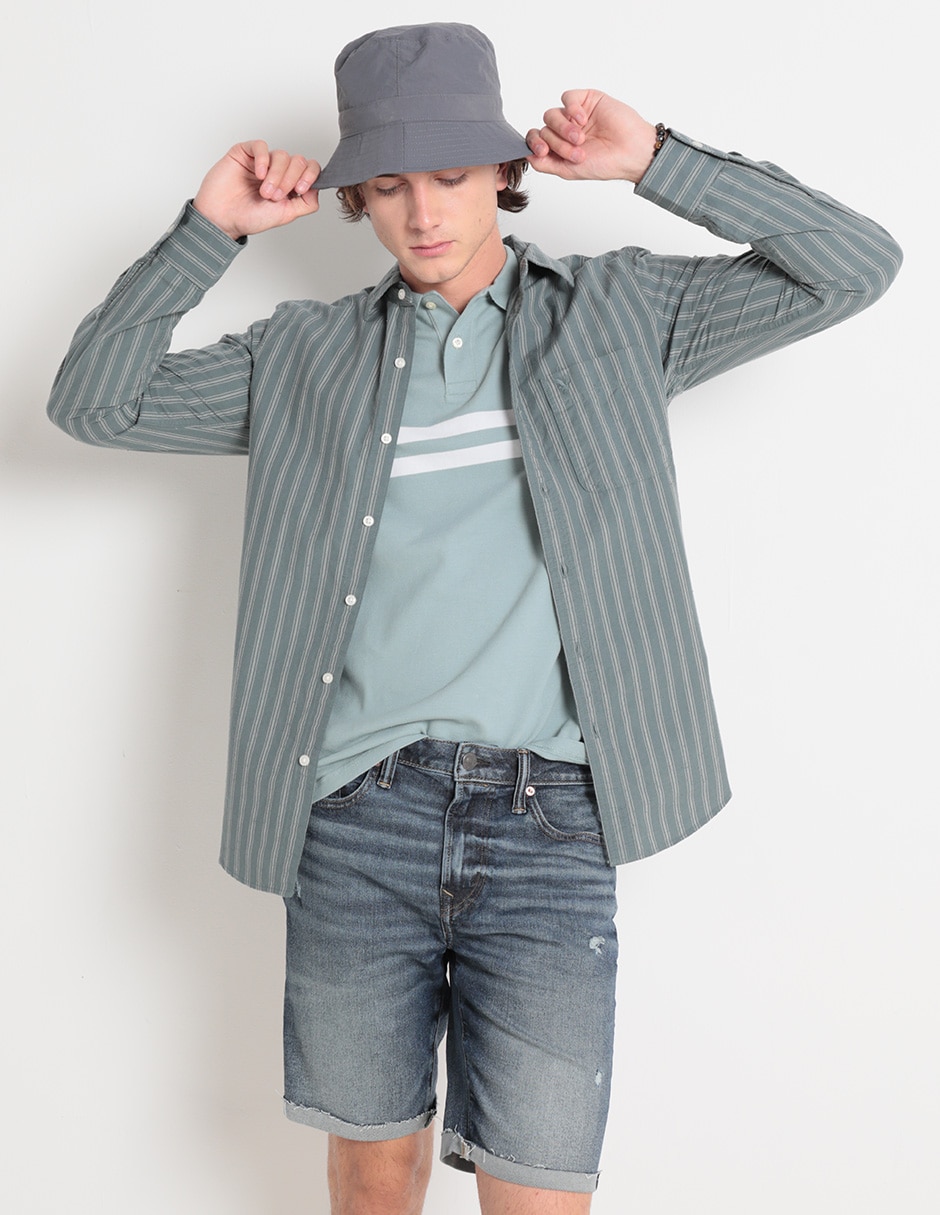 Camisa casual de algodón manga larga para hombre Camisa casual de algodón manga larga para hombre