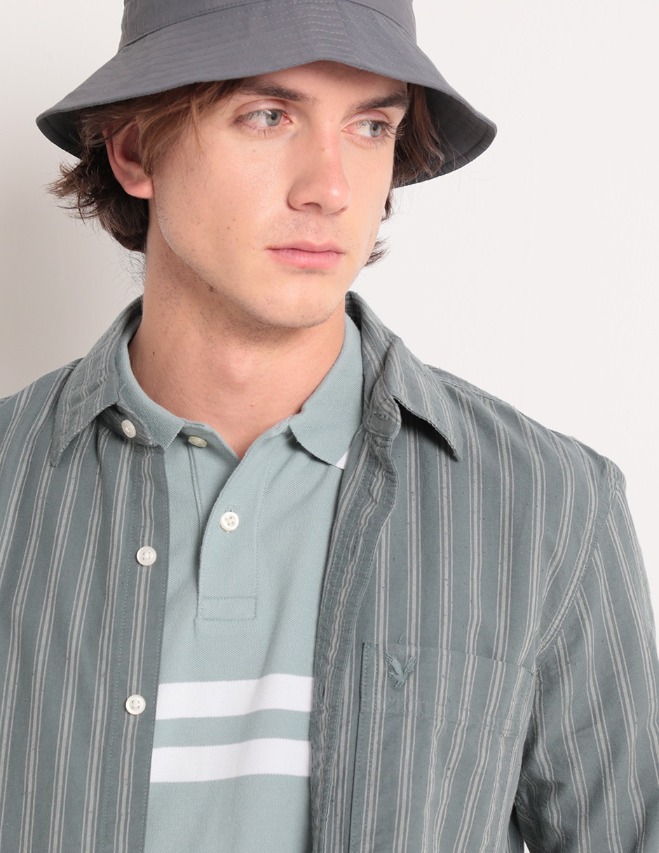 Camisa casual de algodón manga larga para hombre 4