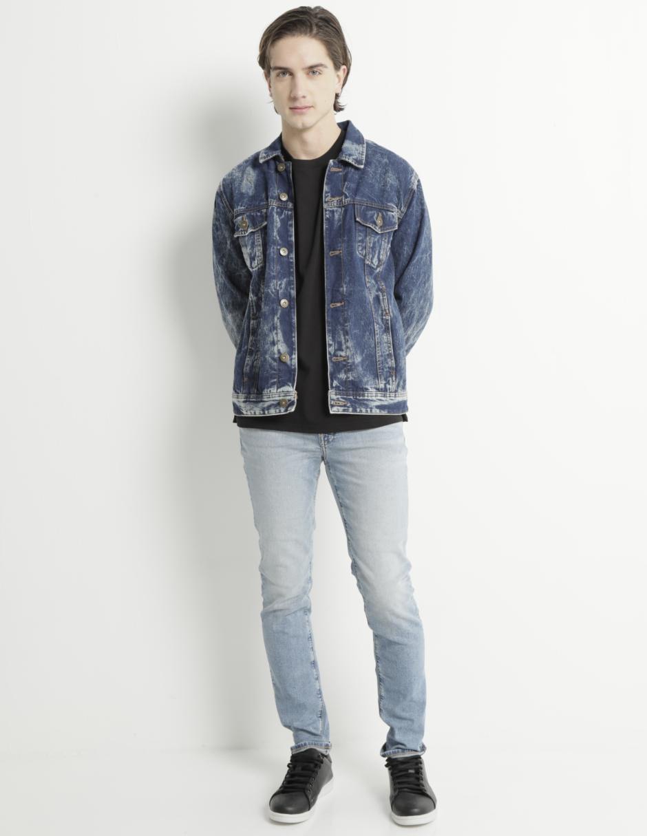 Jeans skinny deslavado para hombre 3