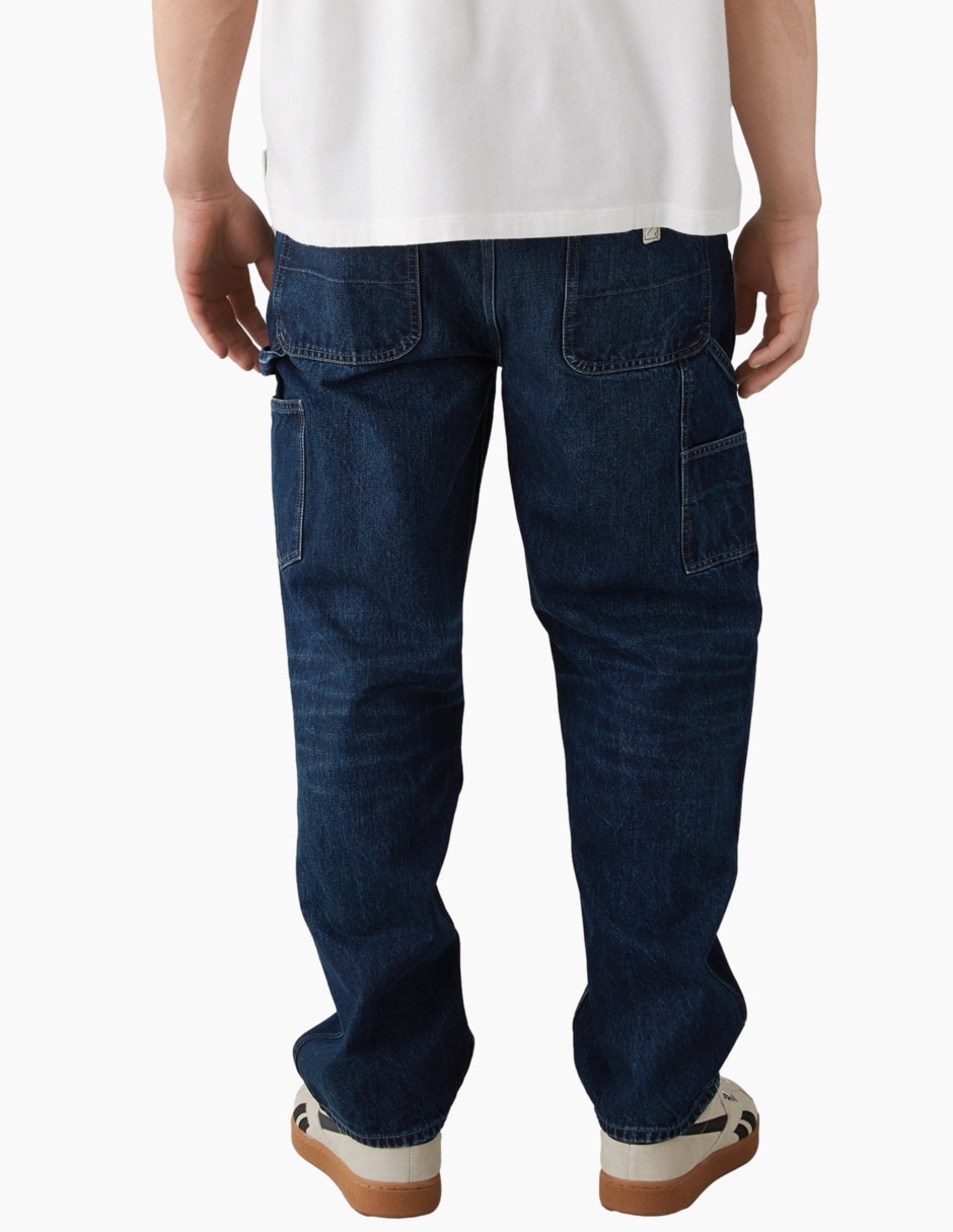 Jeans straight deslavado para hombre 2