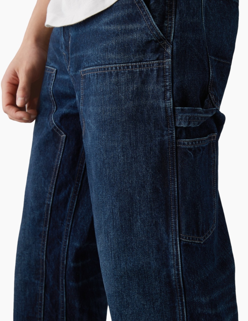 Jeans straight deslavado para hombre 3