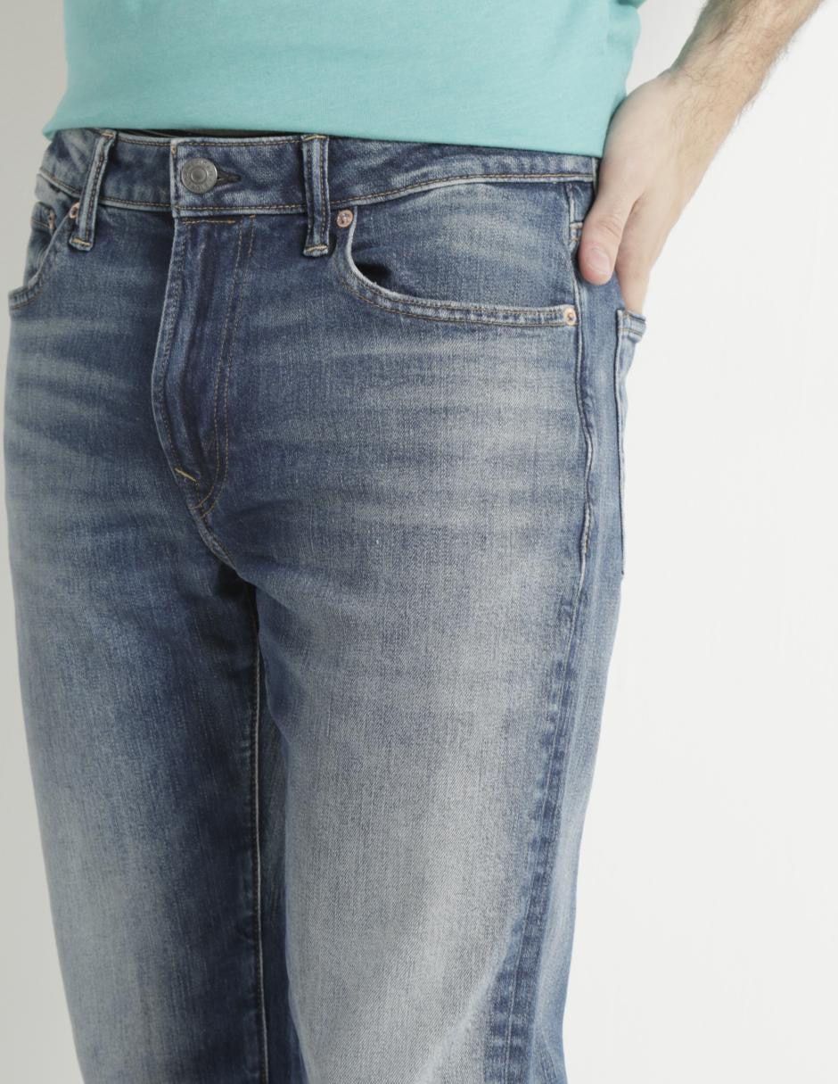 Jeans straight lavado stone wash para hombre 4