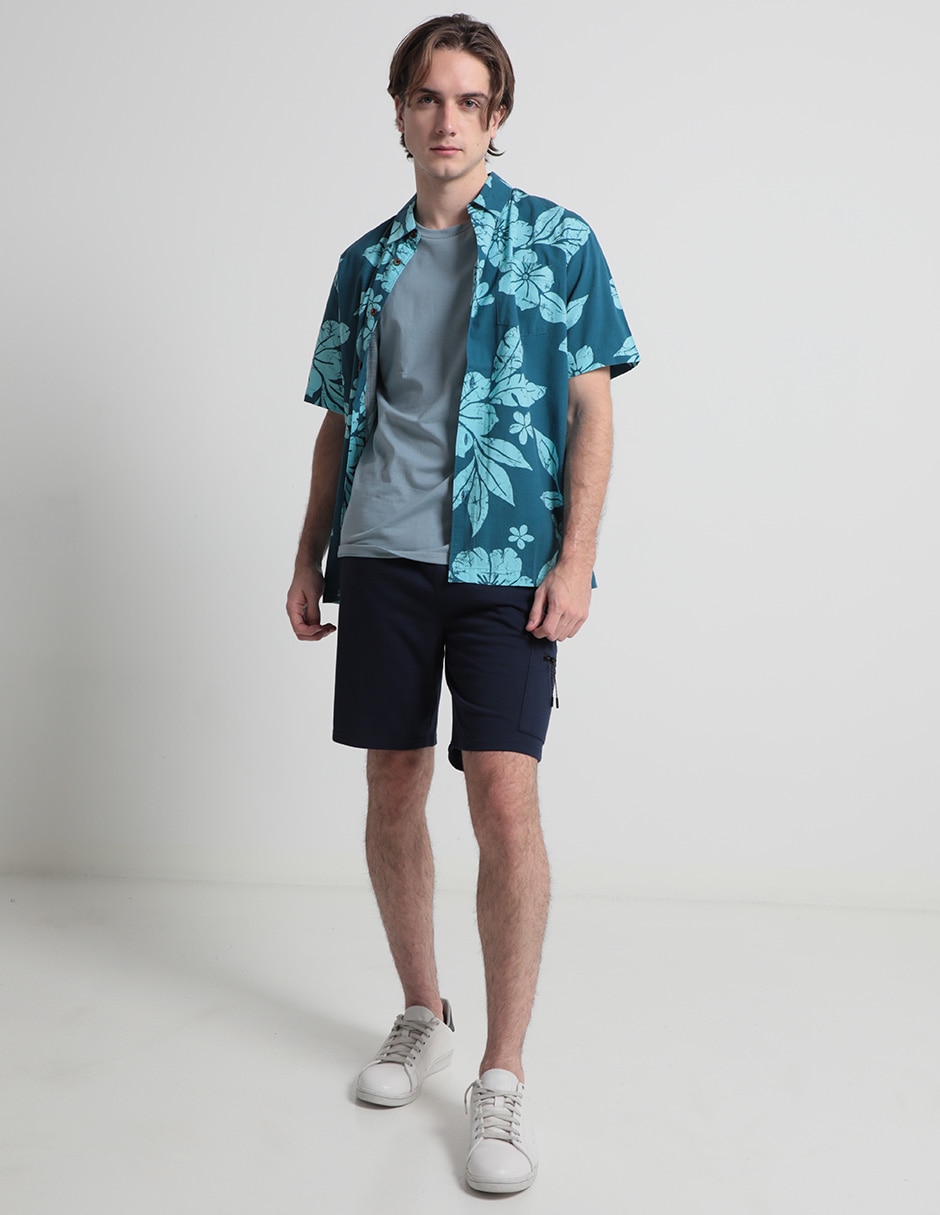 Camisa playa de algodón manga corta para hombre 3
