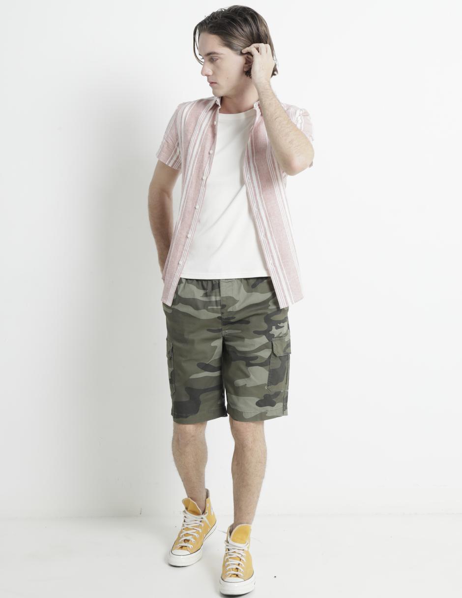 Camisa casual de algodón manga corta para hombre
