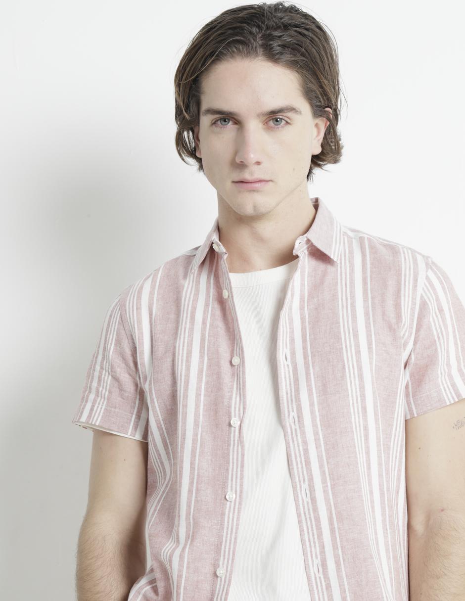 Camisa casual de algodón manga corta para hombre