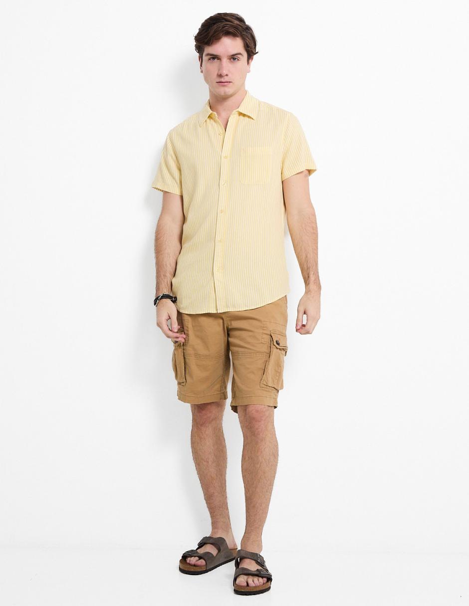 Camisa casual de lino manga corta para hombre 3