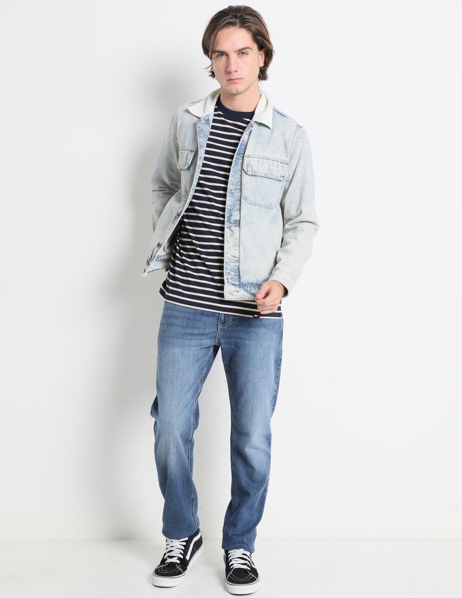 Jeans straight deslavado para hombre 3