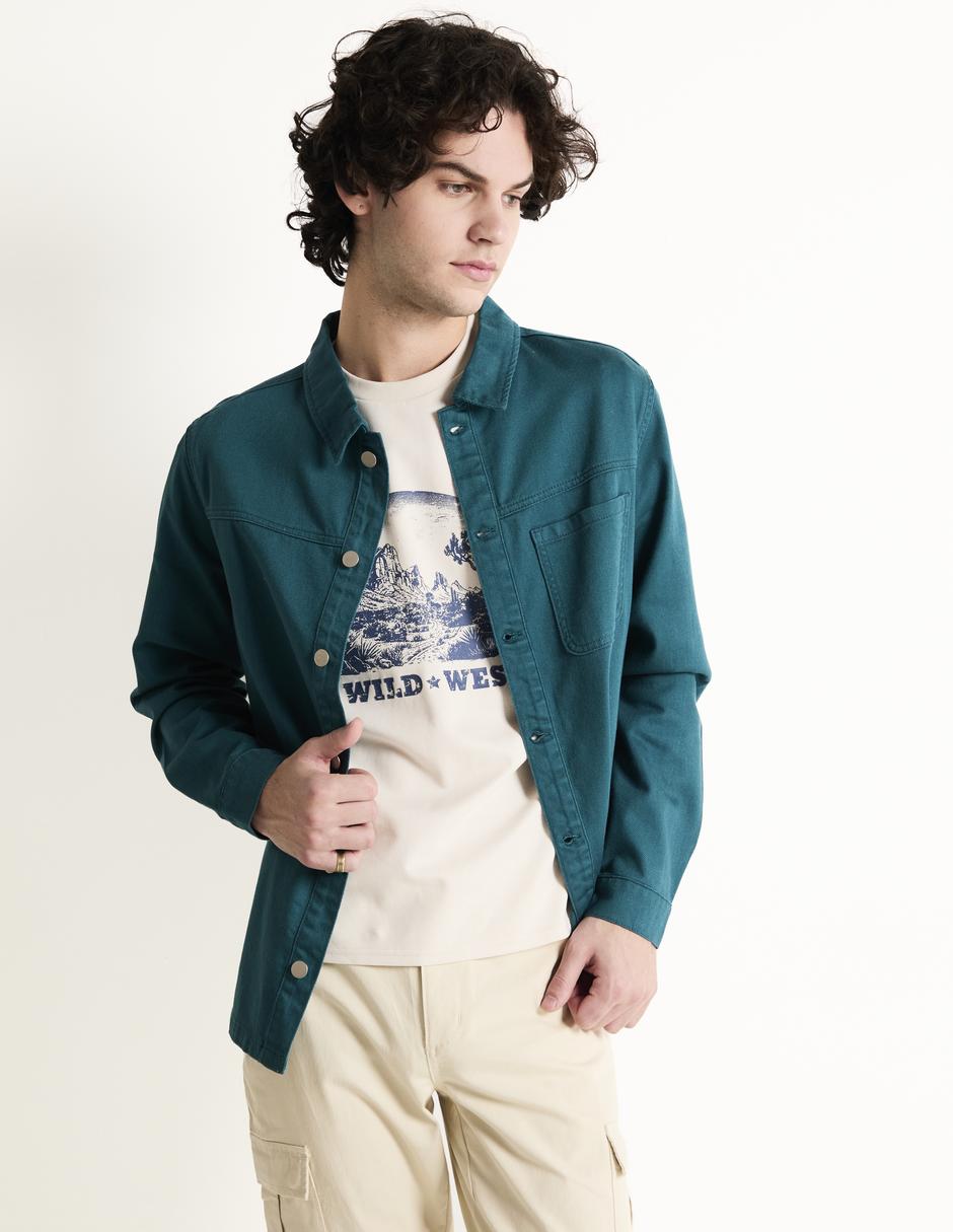 Sobrecamisa casual manga larga para hombre