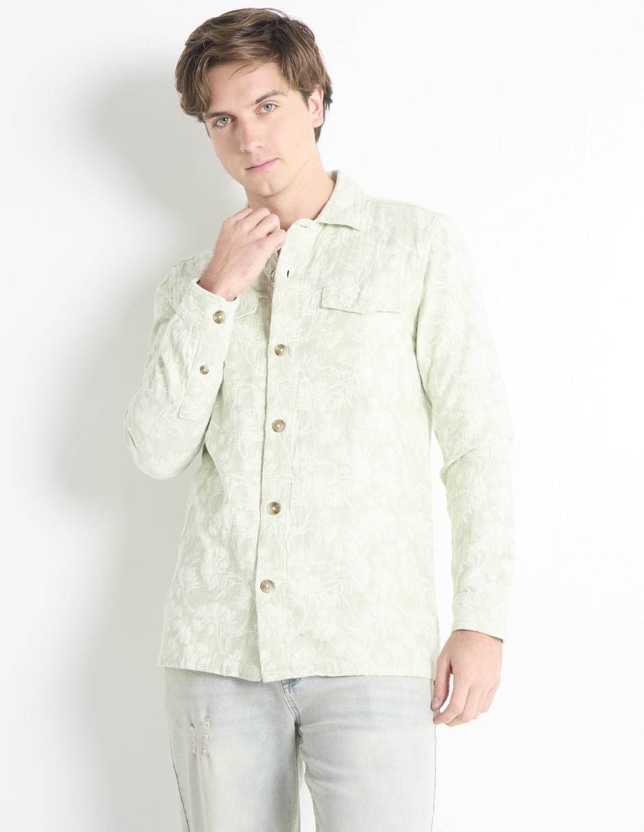 Camisa casual de algodón manga larga para hombre