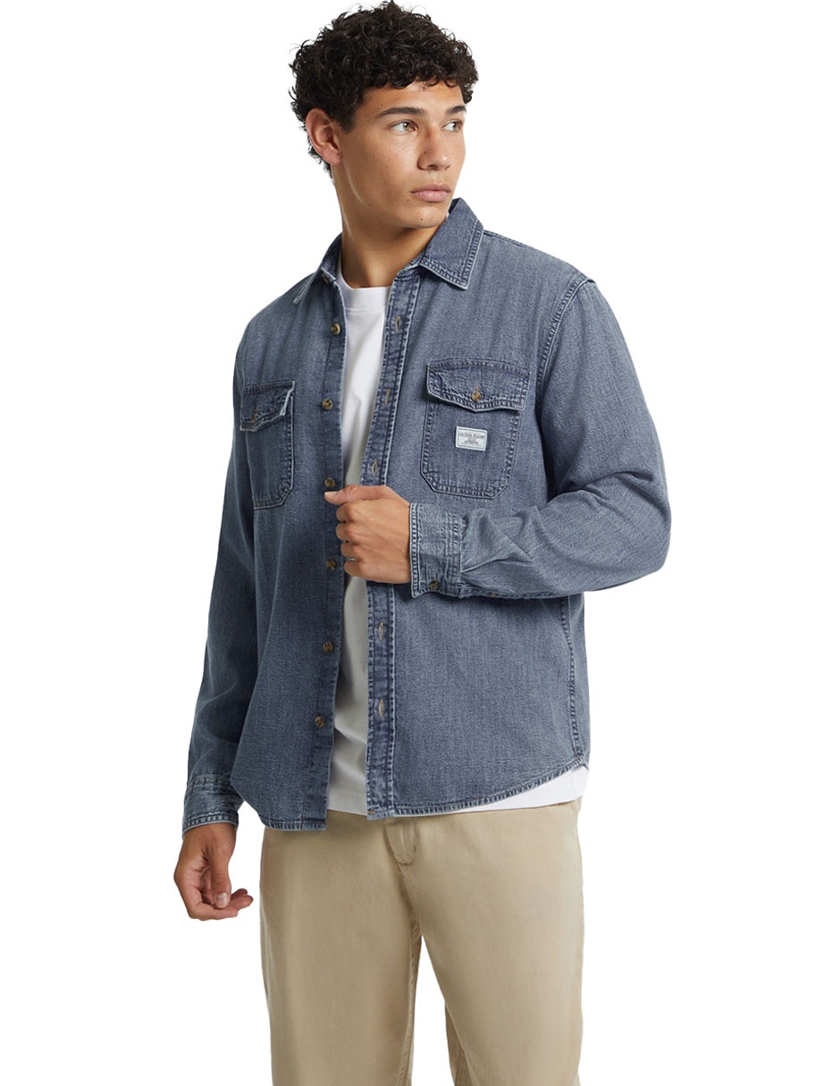 Camisa casual de algodón manga larga para hombre 4