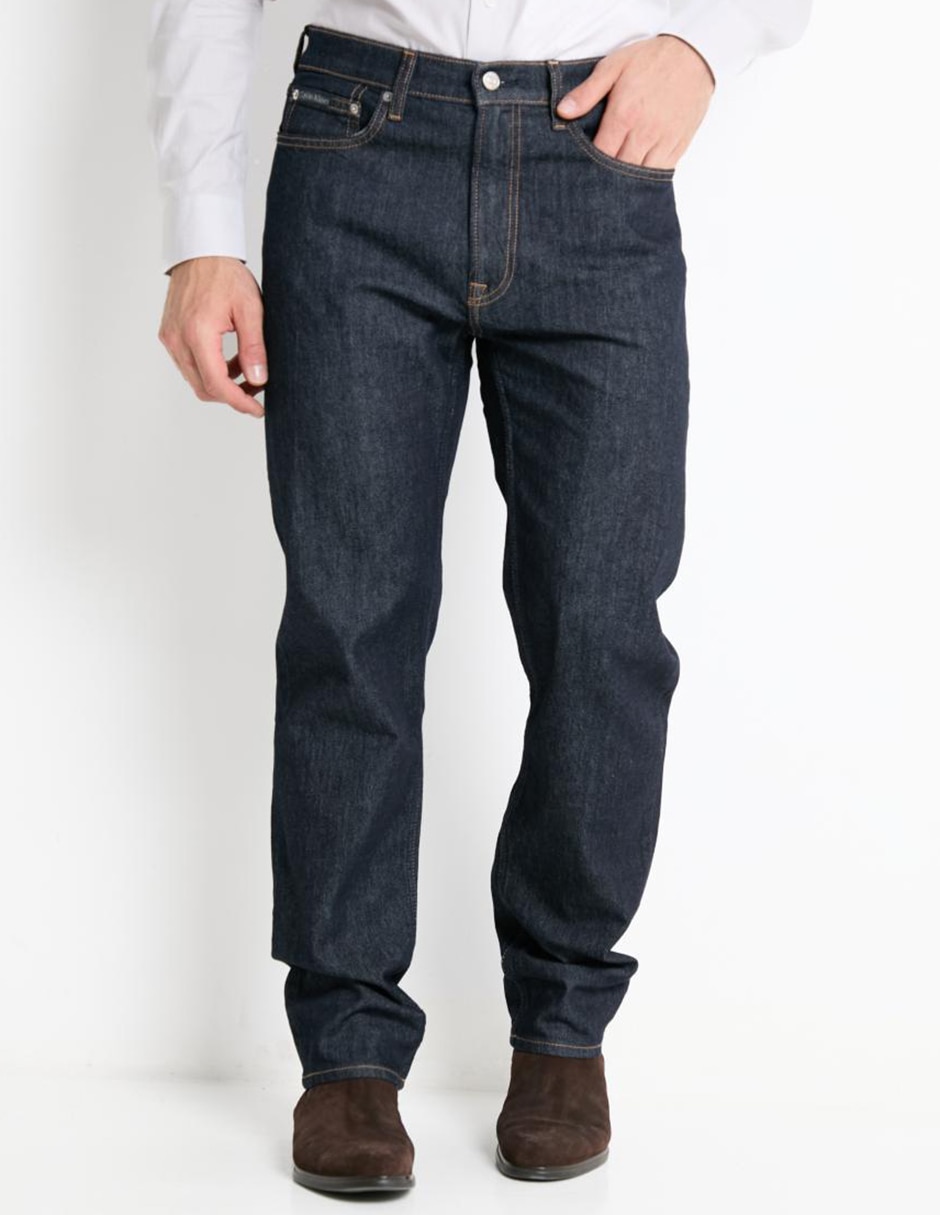 Jeans straight lavado obscuro para hombre