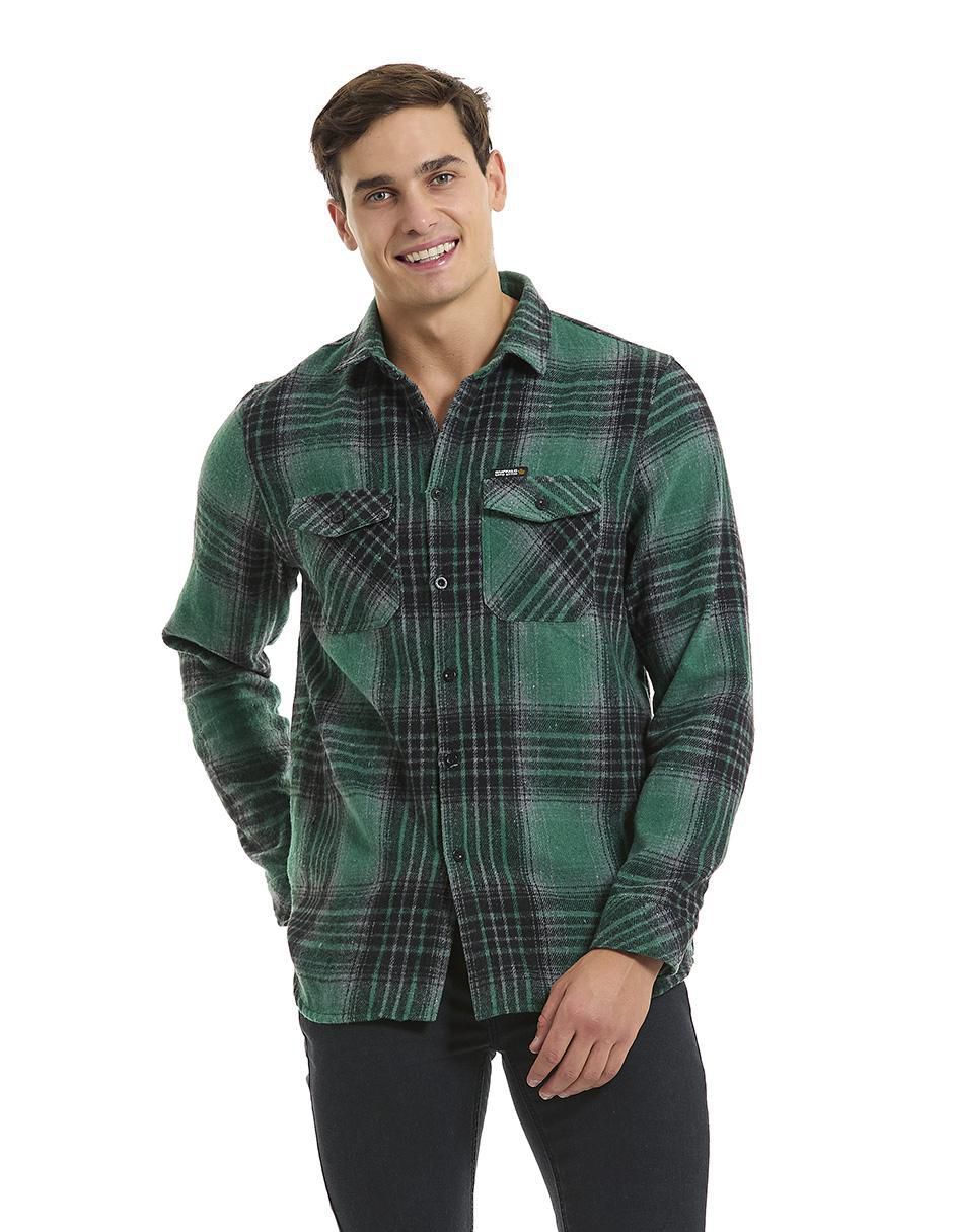 Camisa casual de algodón manga larga para hombre