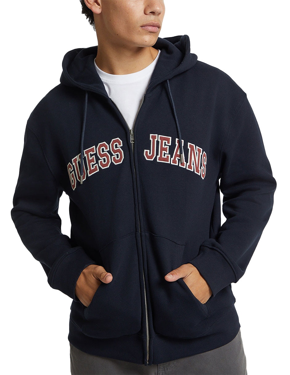 Guess Navy Blue Jacket Sudaderas Guess Originales Logo Crewneck - Main Image