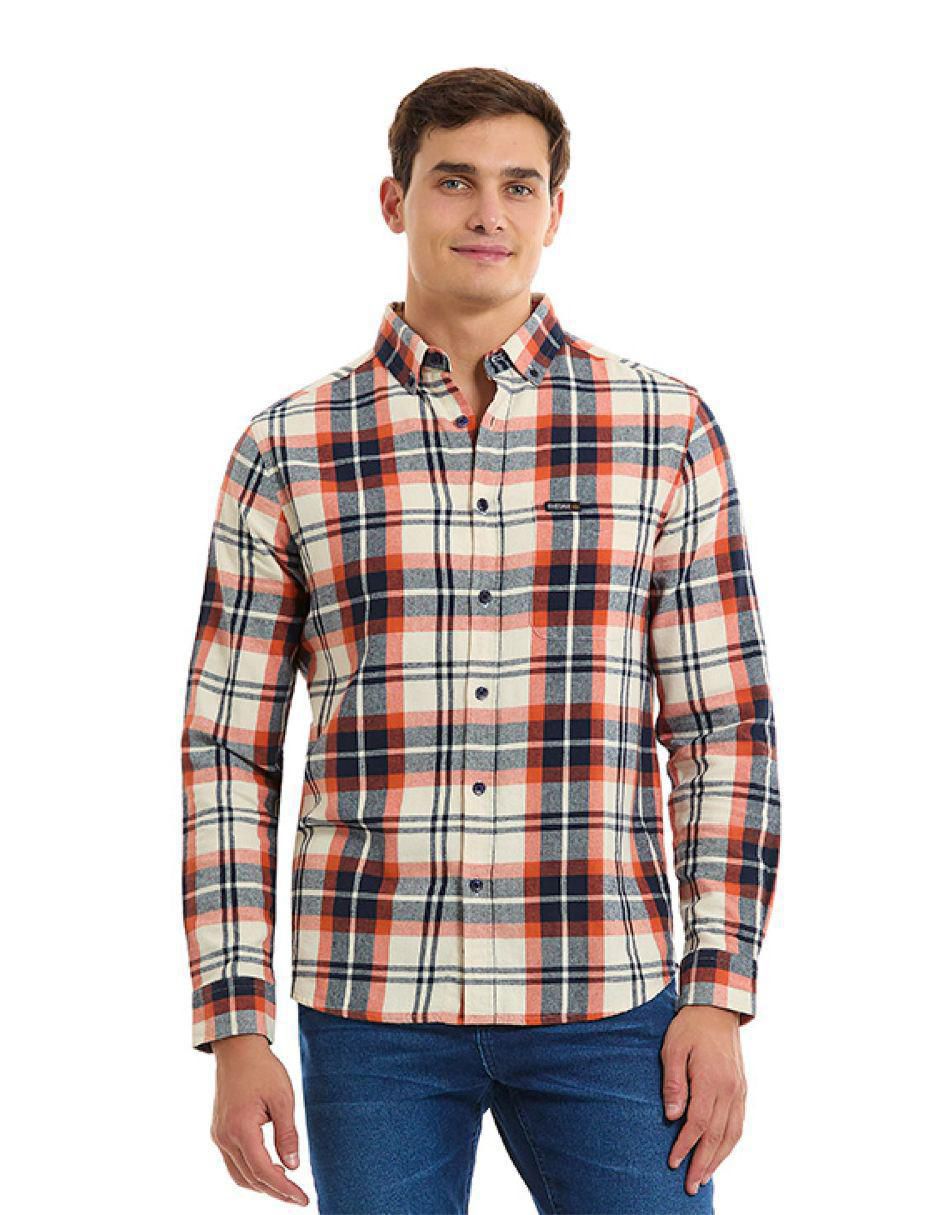 Camisa casual de algodón manga larga para hombre
