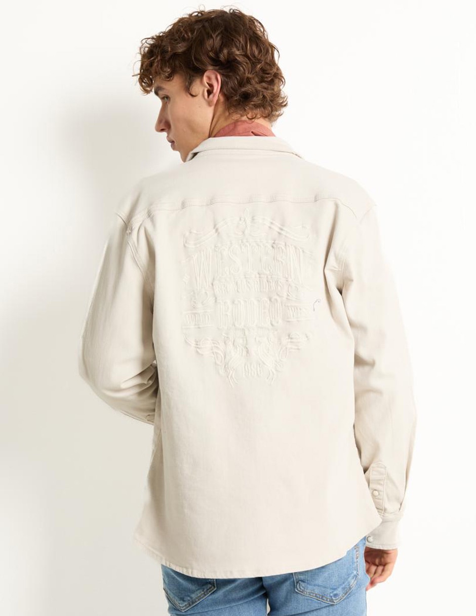 Sobrecamisa casual de algodón manga larga para hombre 2