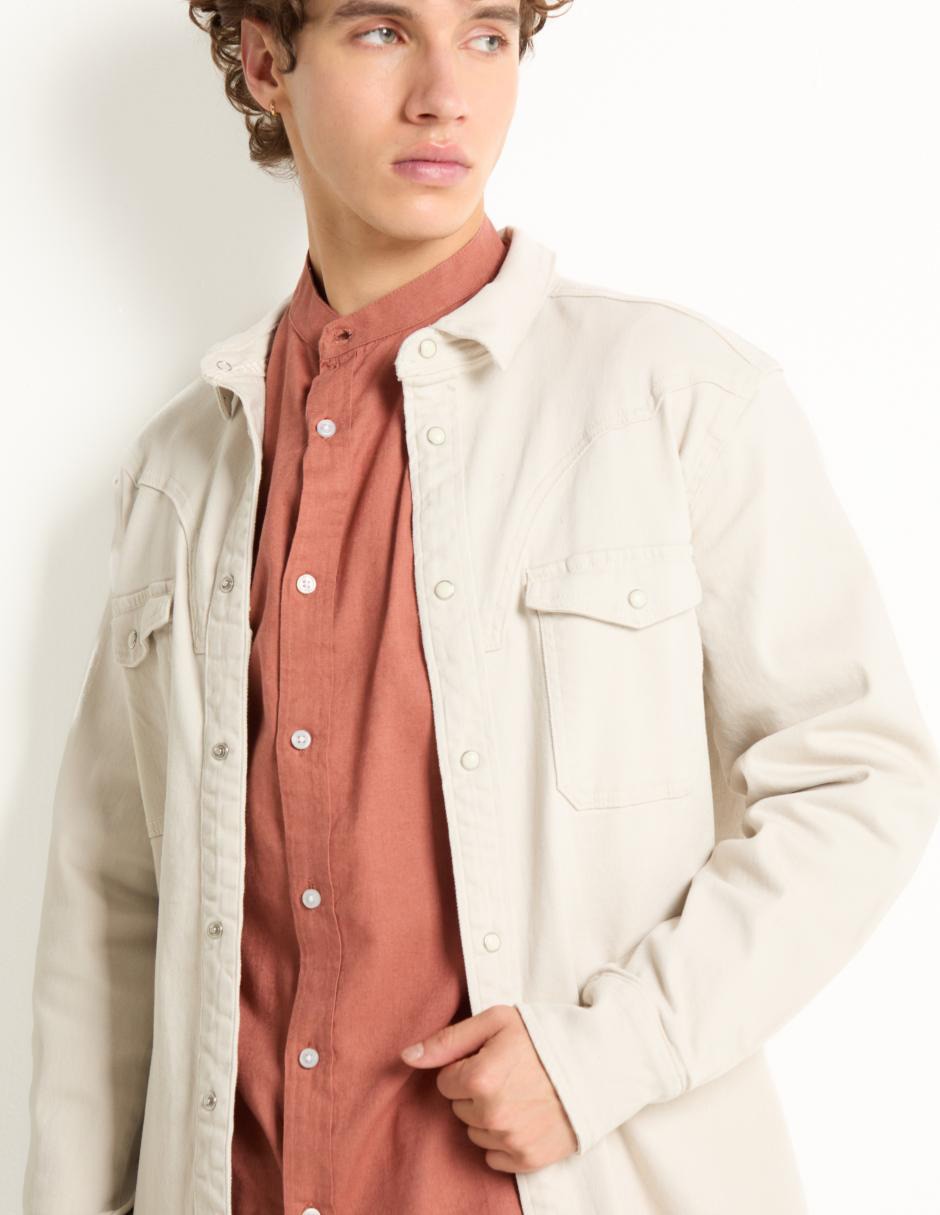Sobrecamisa casual de algodón manga larga para hombre 4