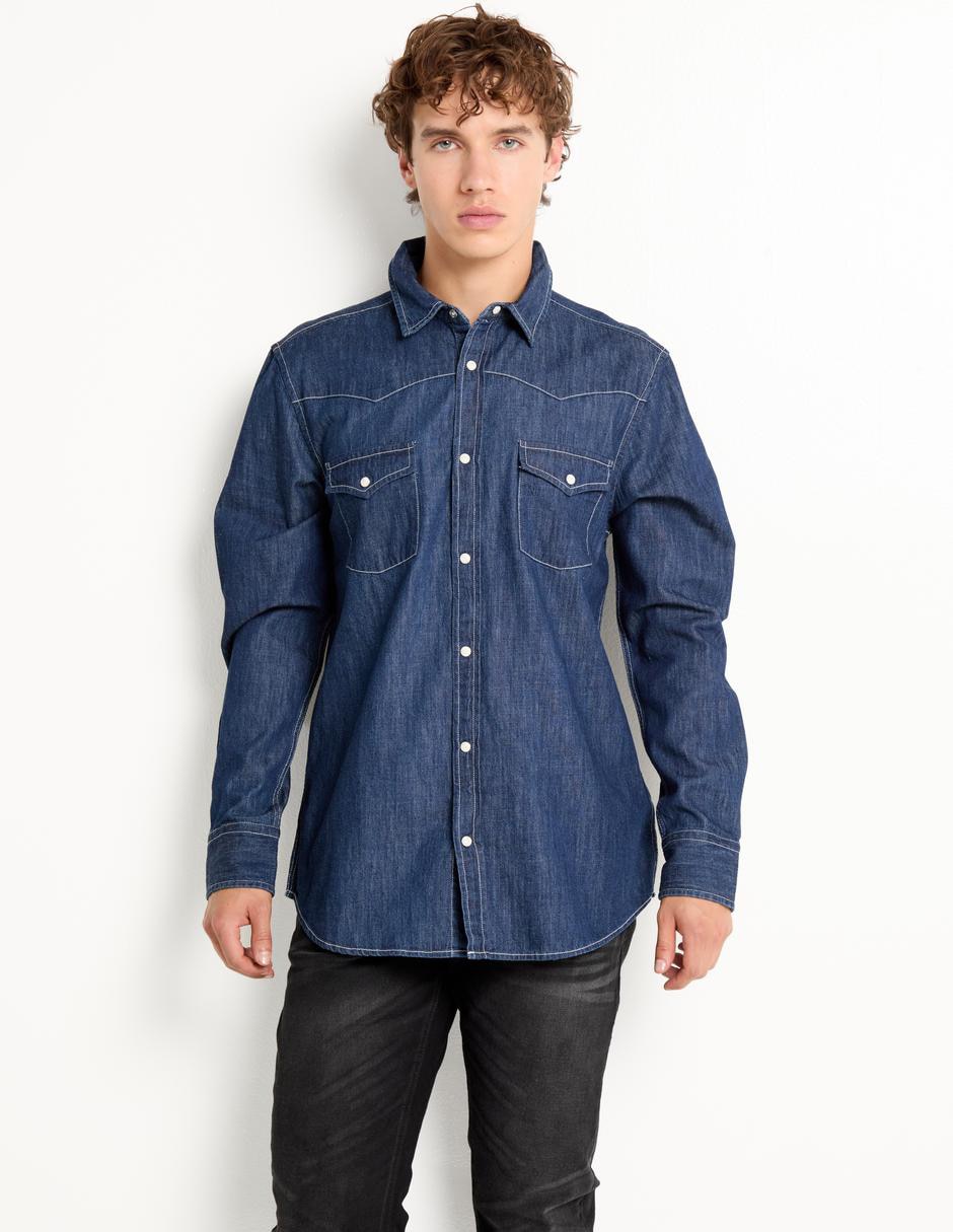 Camisa casual de algodón manga larga para hombre