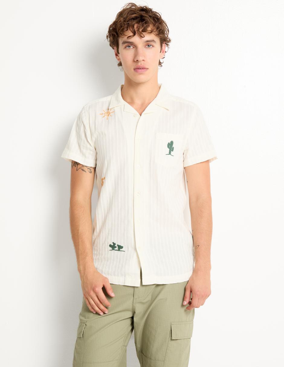 Camisa casual de algodón manga corta para hombre