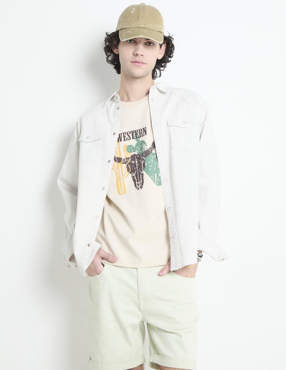 Sobre camisa casual de algodón manga larga para hombre Sobre camisa casual de algodón manga larga para hombre