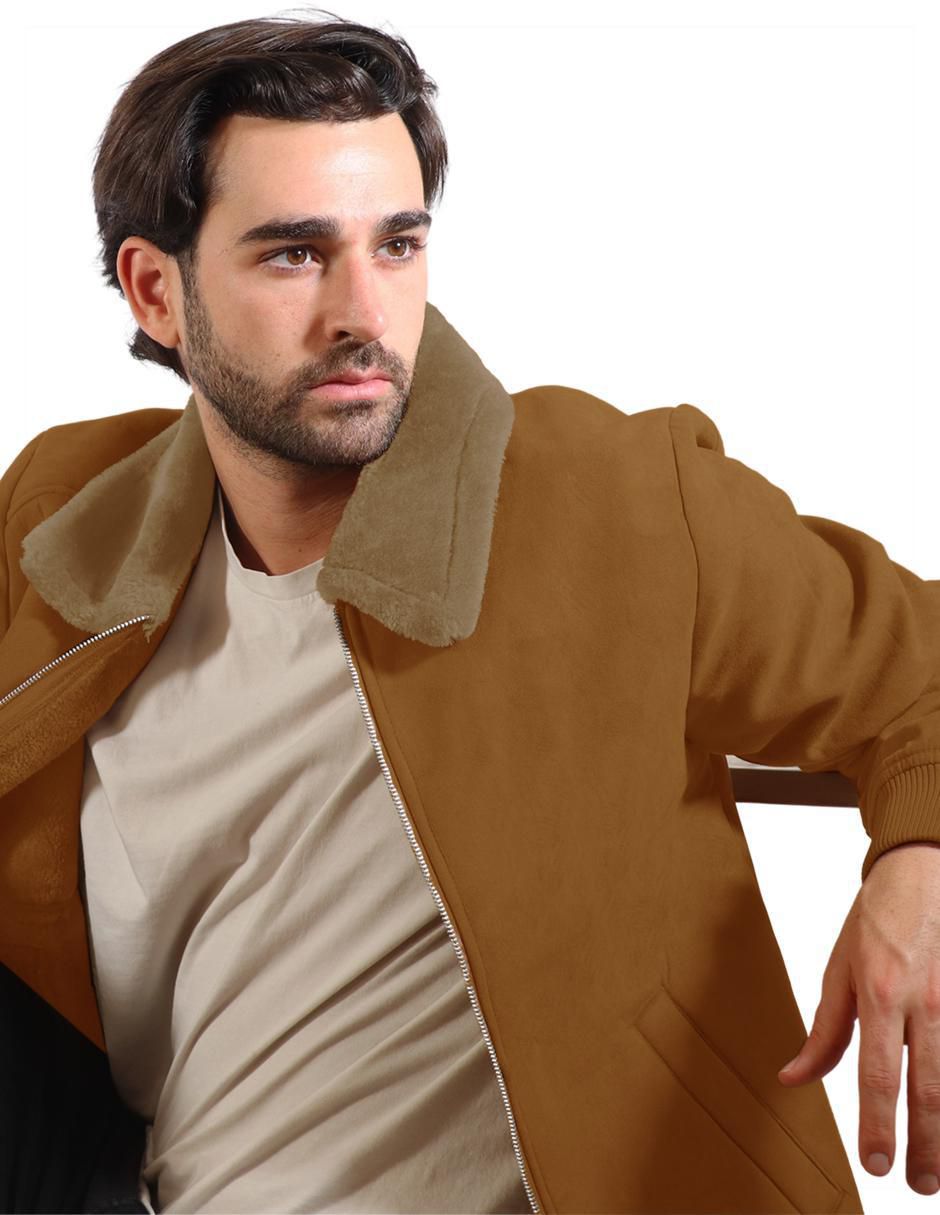 Chamarra casual gamuza con bolsillos para hombre 3