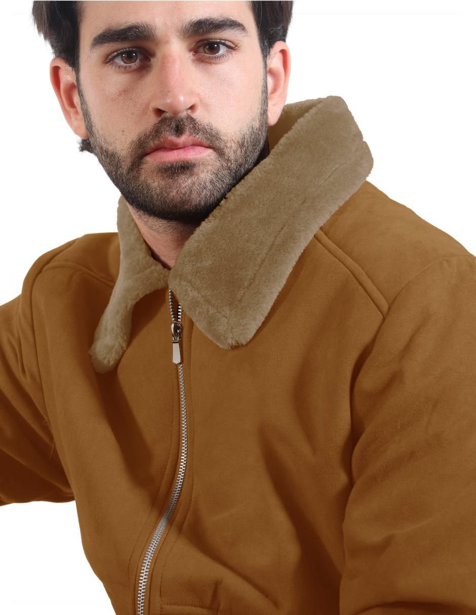Chamarra casual gamuza con bolsillos para hombre 4