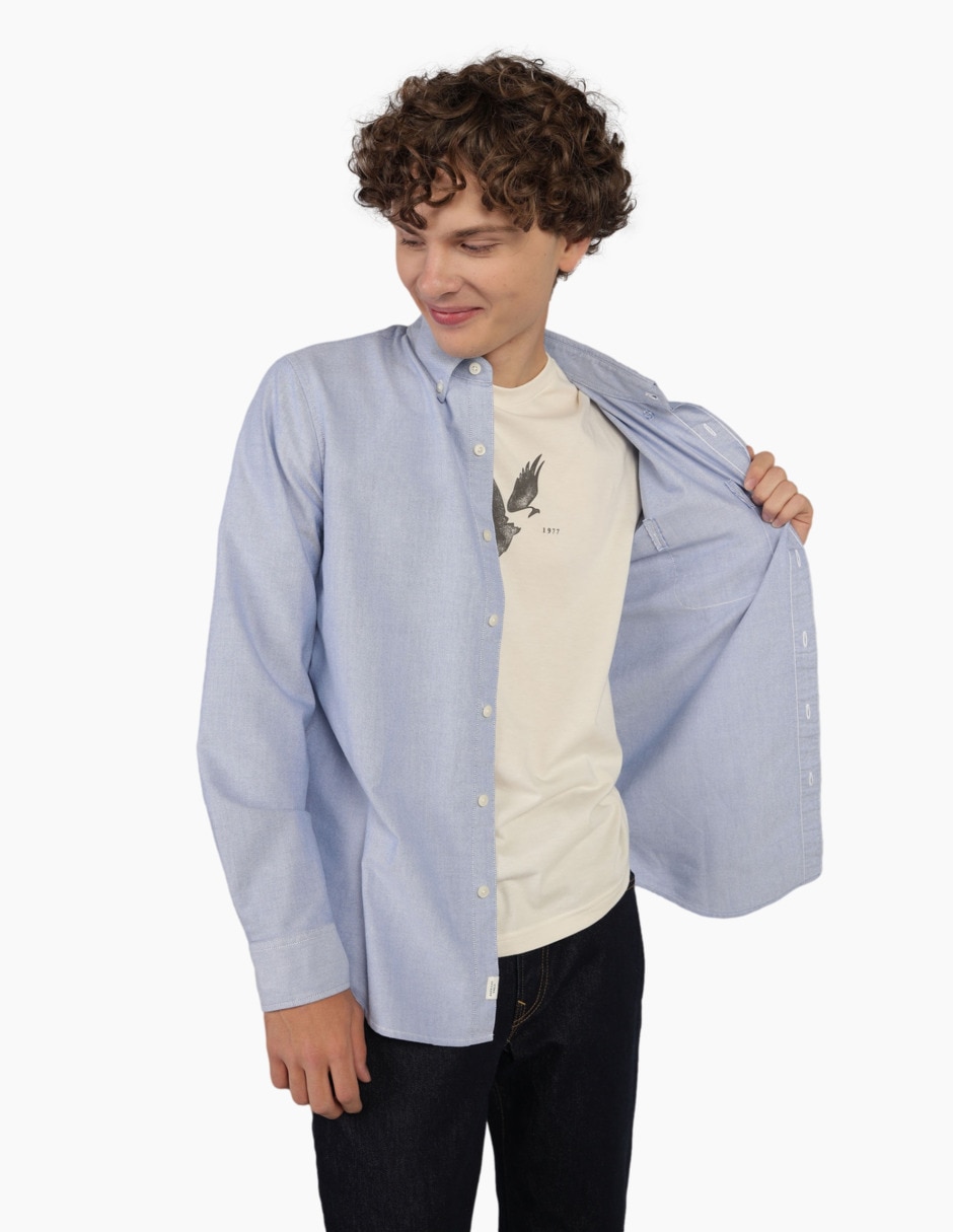 Camisa casual de algodón manga larga para hombre