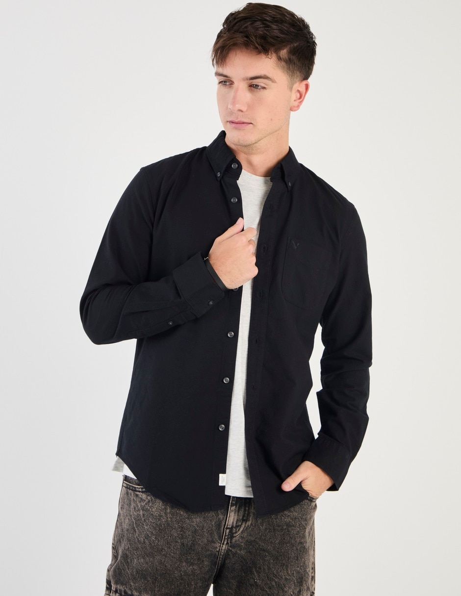 Camisa casual de algodón manga larga para hombre