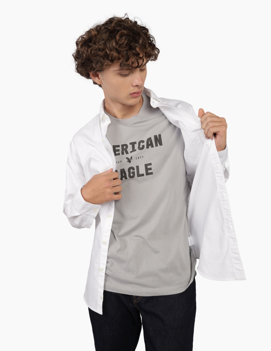 Camisa casual de algodón manga larga para hombre