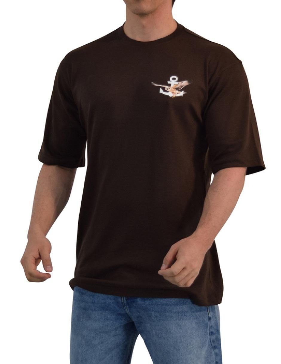 Playera oversized birds cuello redondo para hombre