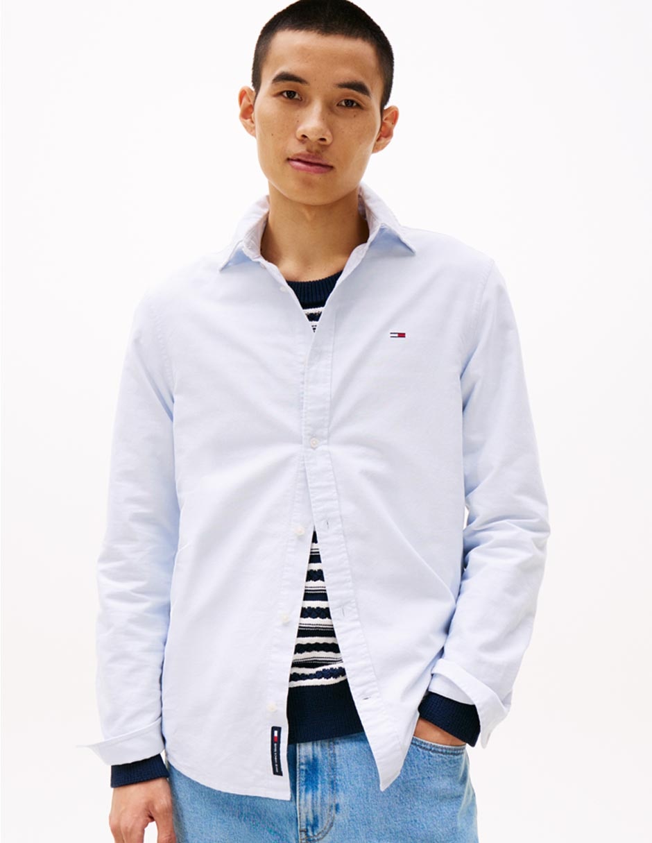 Camisa casual de algodón manga larga para hombre