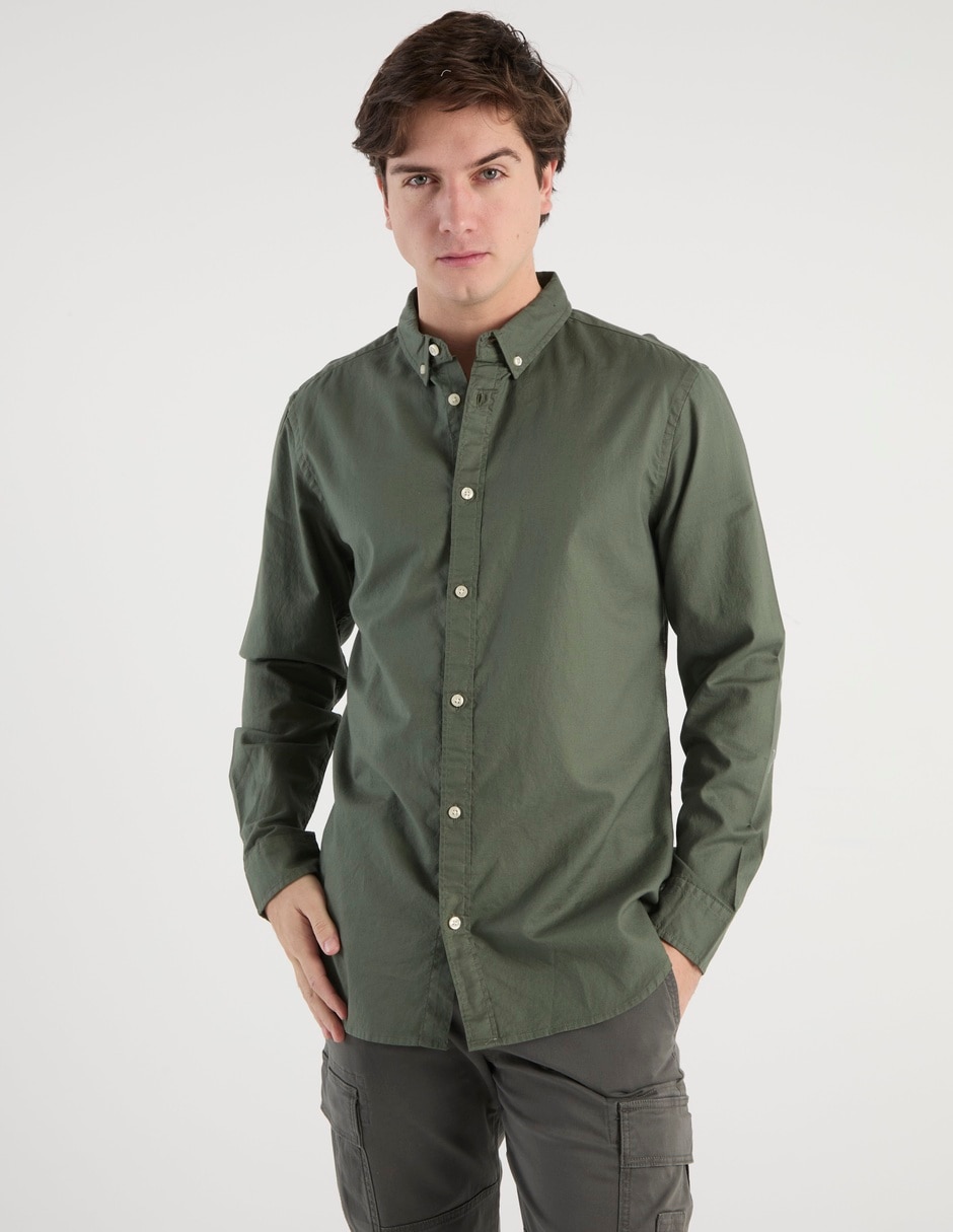 Camisa casual de algodón manga larga para hombre 2