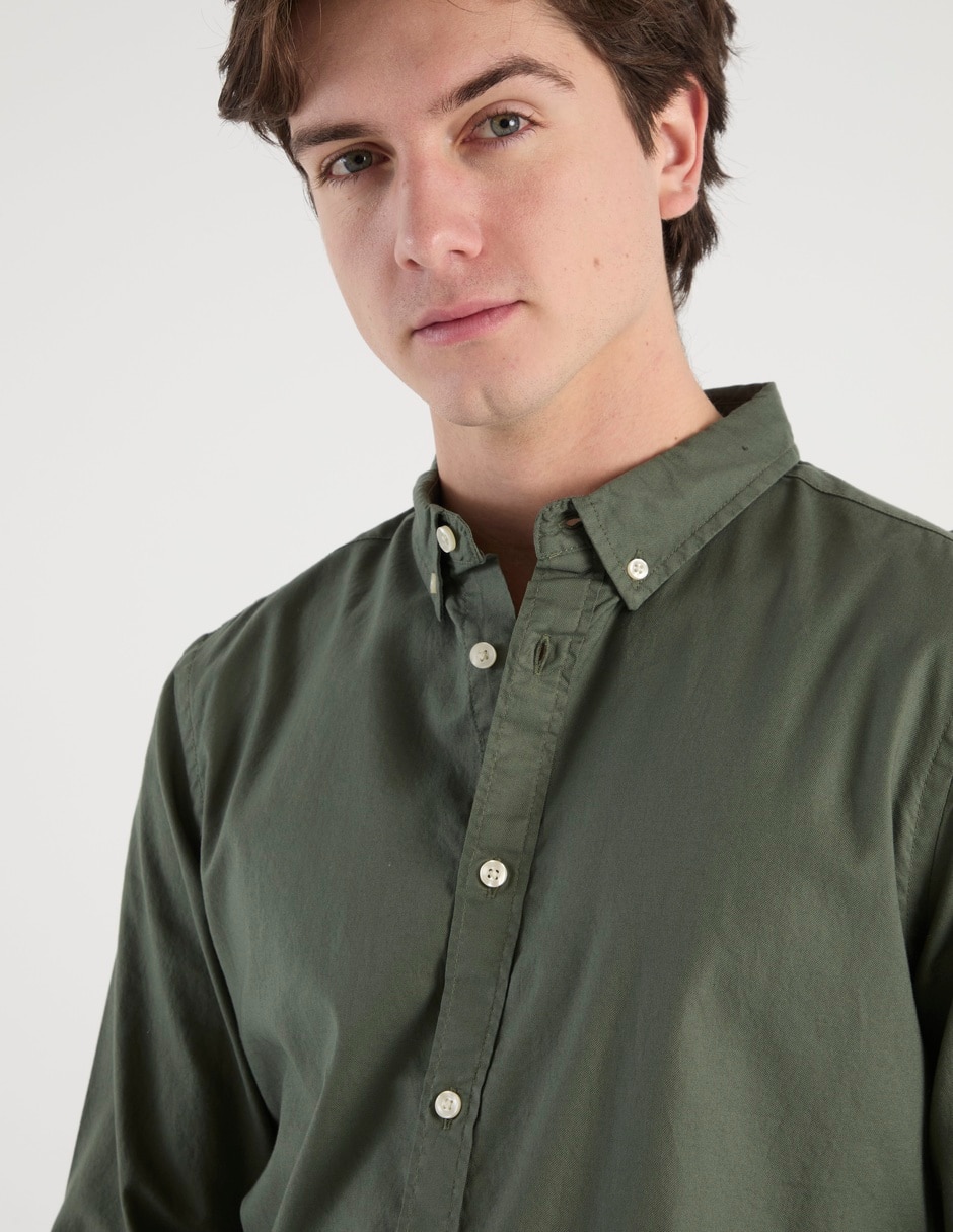 Camisa casual de algodón manga larga para hombre 4