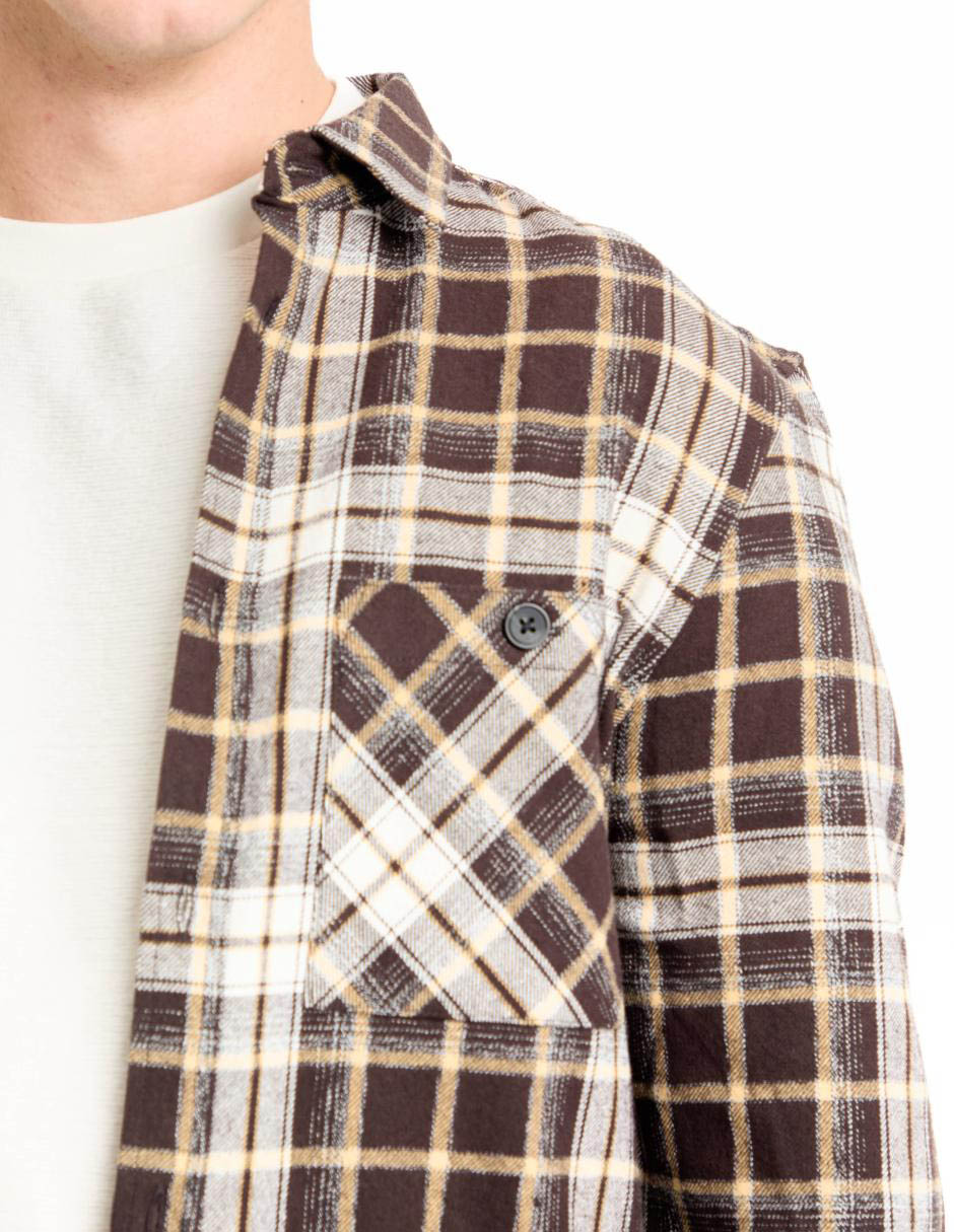 Sobrecamisa casual de algodón manga larga para hombre 4