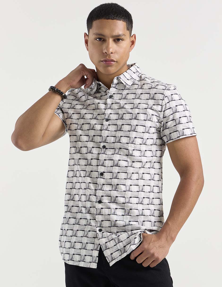 Camisa casual casual manga corta para hombre