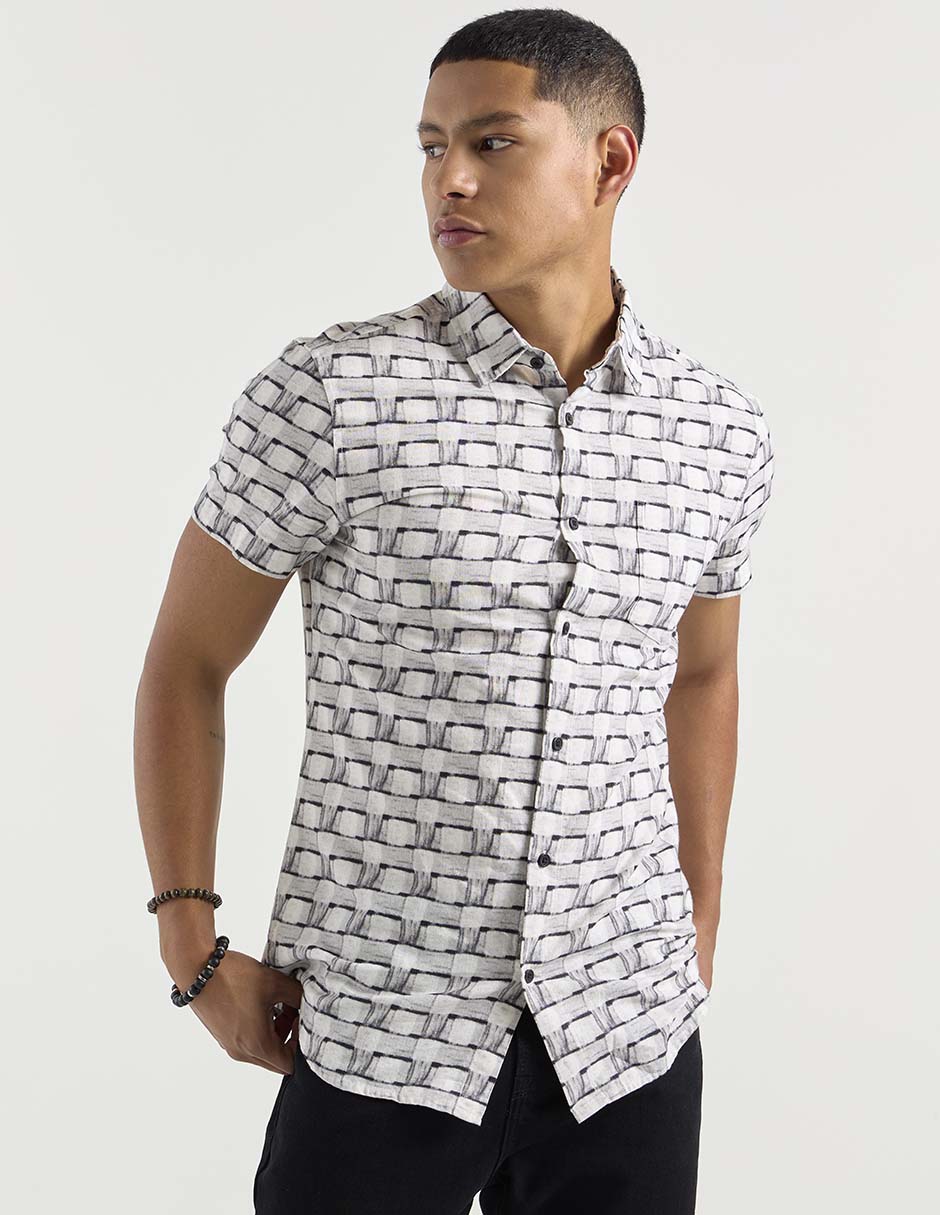 Camisa casual casual manga corta para hombre 2
