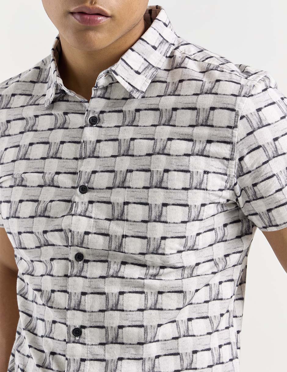 Camisa casual casual manga corta para hombre 4