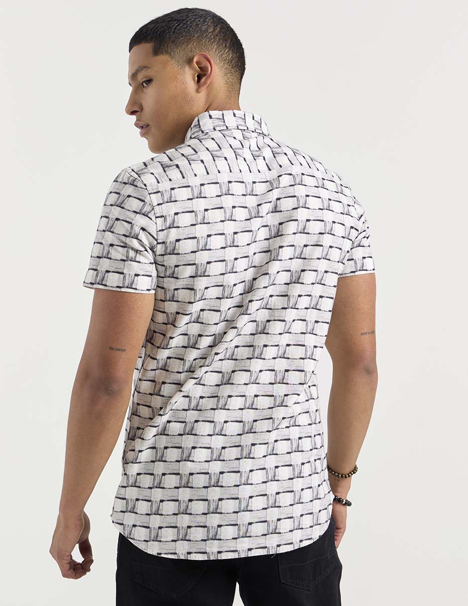 Camisa casual casual manga corta para hombre 6