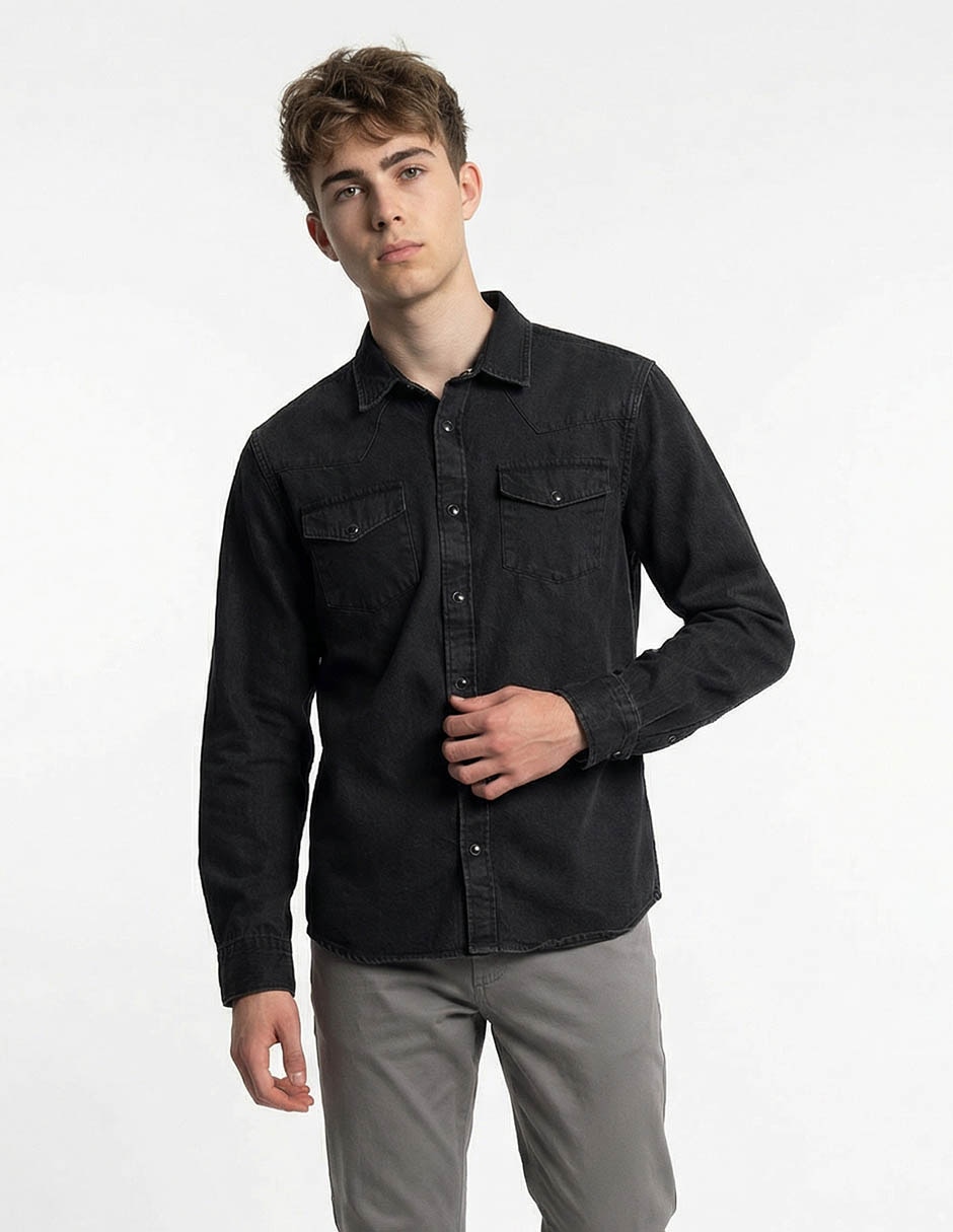 Camisa casual de algodón manga larga para hombre Camisa casual de algodón manga larga para hombre